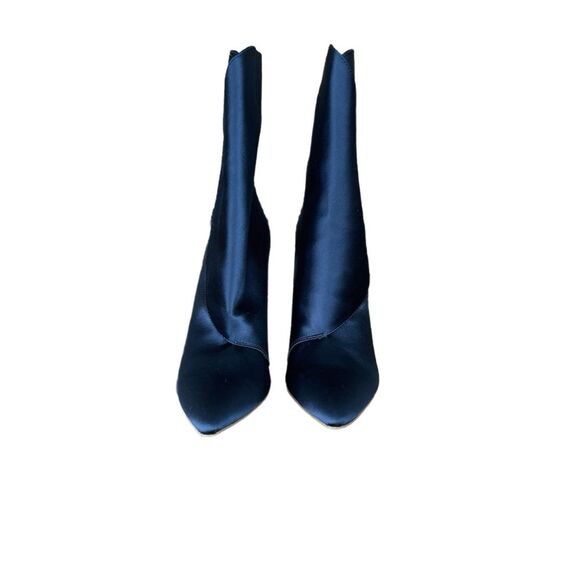 NWOT Charles by C. David Women’s Navy Satin Stiletto Rhinestone Booties Size 9.5 - Picture 2 of 6